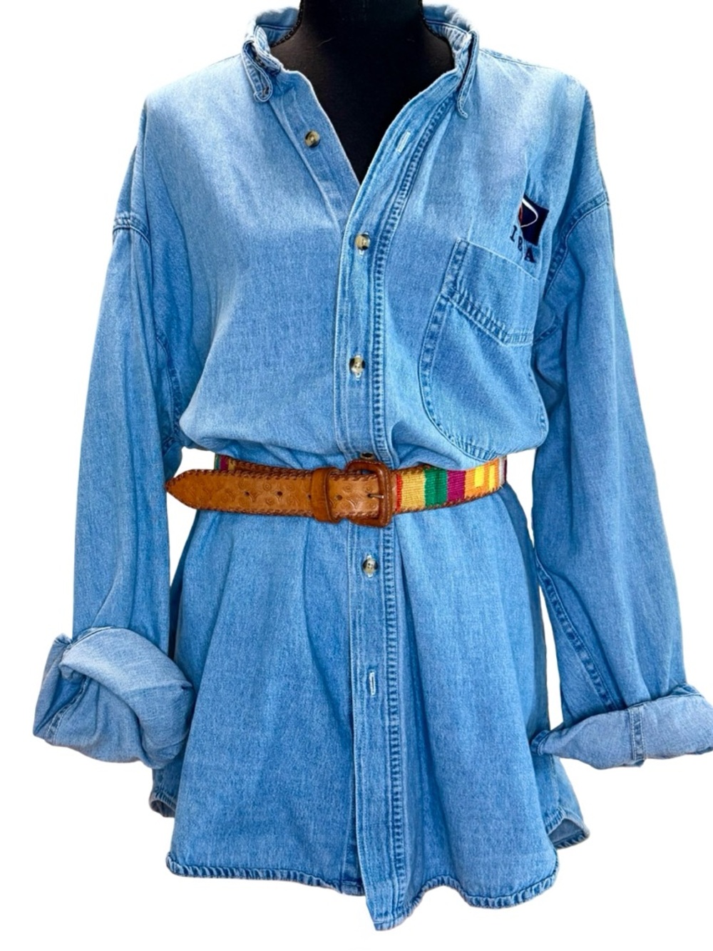 Denim Chambray Cotton Button Down Long Sleeve Shirt Men’s Size XL